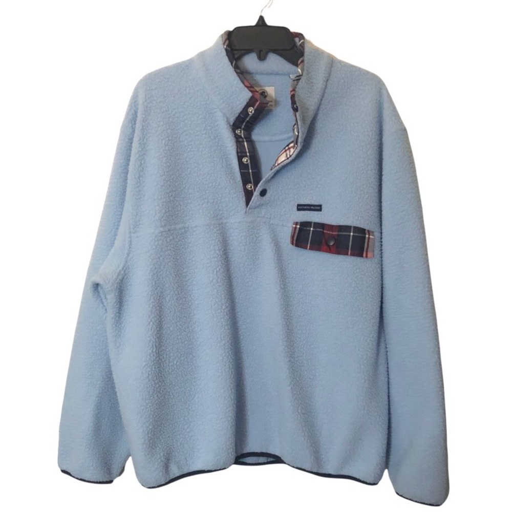Southern Proper Men’s baby blue fleece popover jacket top sz Large